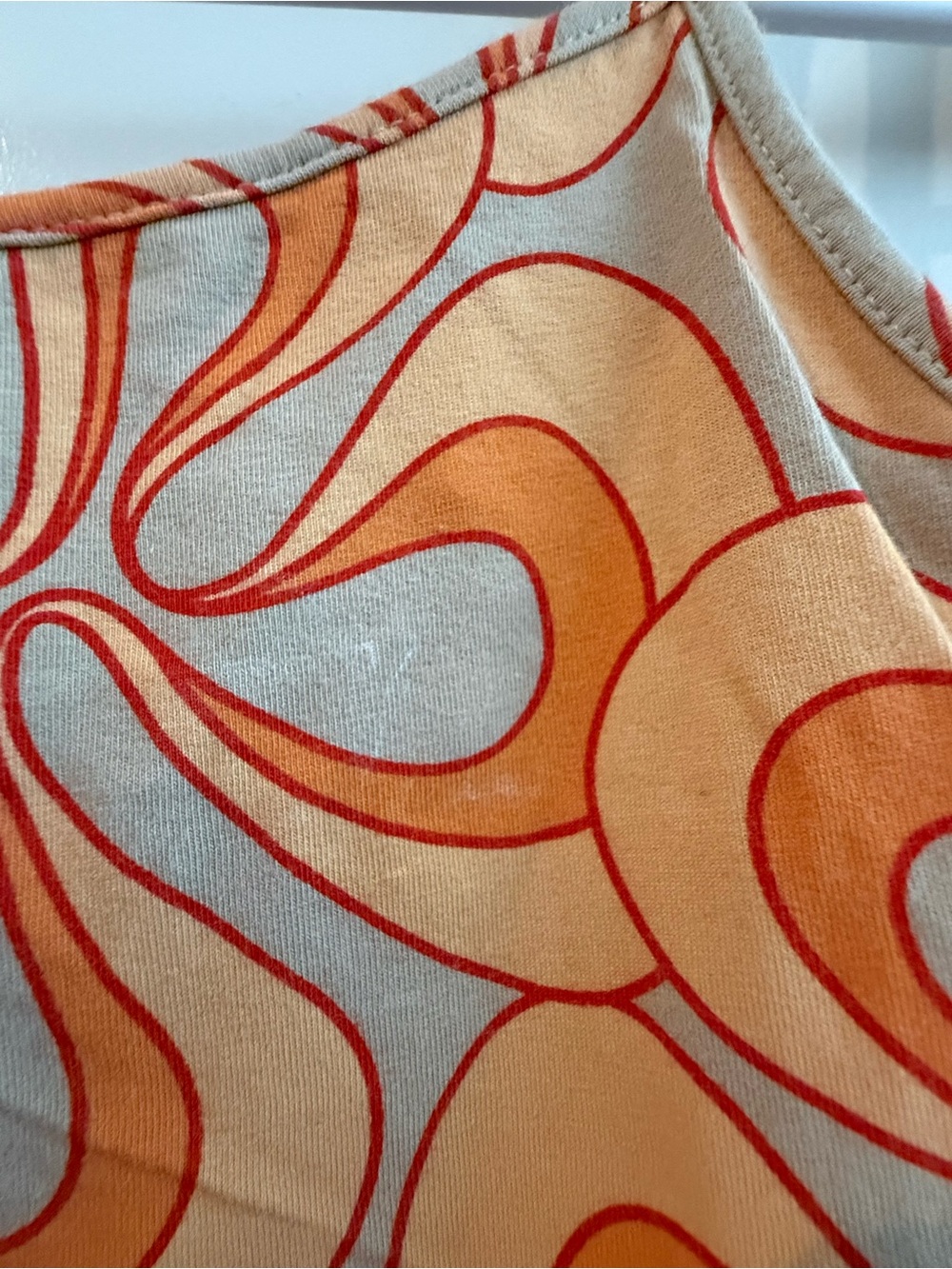 Vintage GAP Orange Retro Floral Spaghetti Strap Tank with Built-In Shelf Bra - Picture 7 of 7